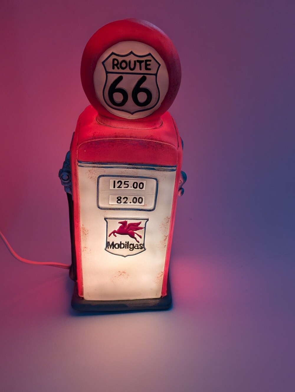 Route 66 Red Retro Pump Accent Night Light Lamp Vintage 2012